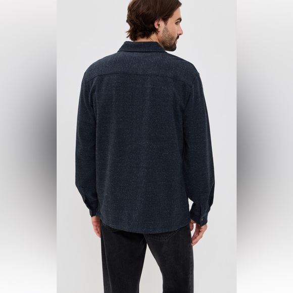 NWOT Madewell Men's Dark Blue Donegal Twill Long Sleeve Button-Up Shirt Medium - Picture 5 of 11